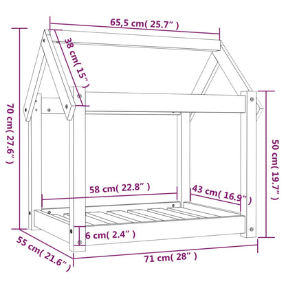 Cama para cães 71x55x70 cm pinho maciço castanho mel