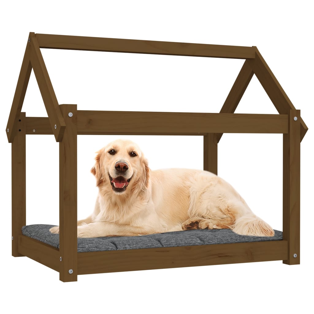 Cama para cães 81x60x70 cm pinho maciço castanho mel