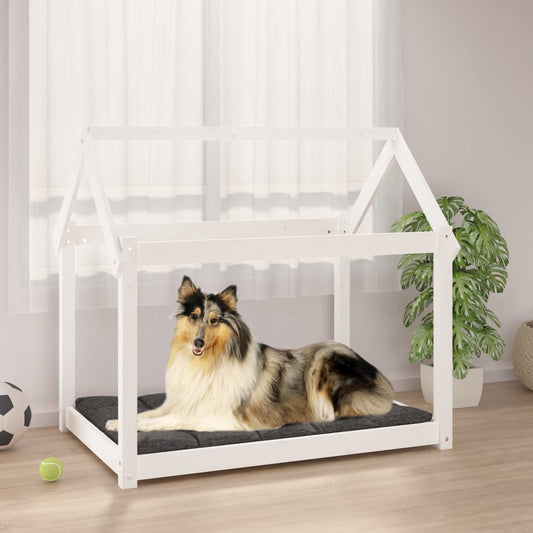 Cama para cães 101x70x90 cm madeira de pinho maciça branco