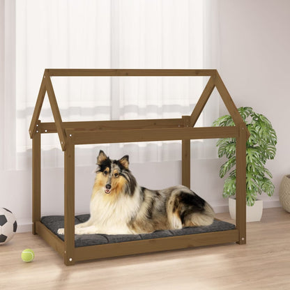 Cama para cães 101x70x90 cm pinho maciço castanho mel