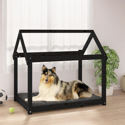 Cama para cães 101x70x90 cm madeira de pinho preto