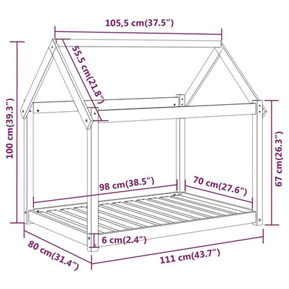 Cama para cães 111x80x100 cm madeira de pinho maciça branco