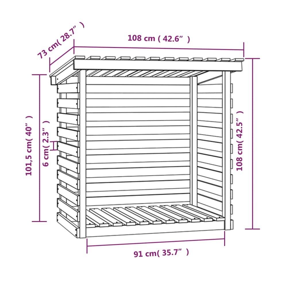 Suporte para lenha 108x73x108 cm pinho maciço branco