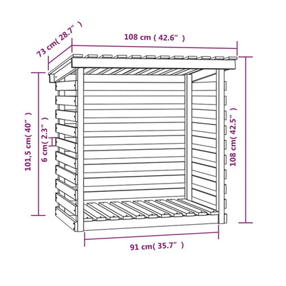 Suporte para lenha 108x73x108 cm pinho maciço branco