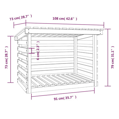 Suporte para lenha 108x73x79 cm pinho maciço branco