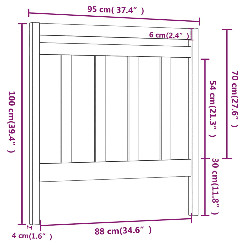 Cabeceira de cama 95x4x100 cm pinho maciço cinza