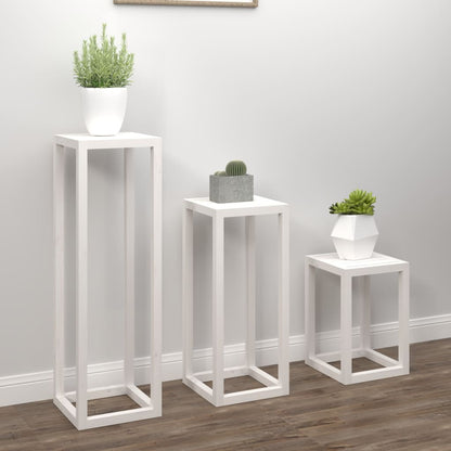 3 pcs conjunto de suporte plantas pinho maciço branco