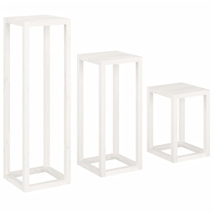 3 pcs conjunto de suporte plantas pinho maciço branco