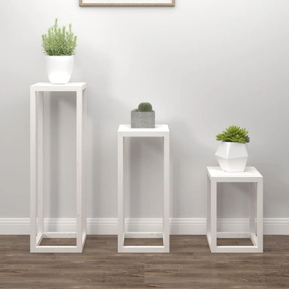 3 pcs conjunto de suporte plantas pinho maciço branco