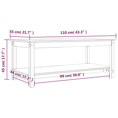 Mesa de centro 110x55x45 cm madeira de pinho maciça preto