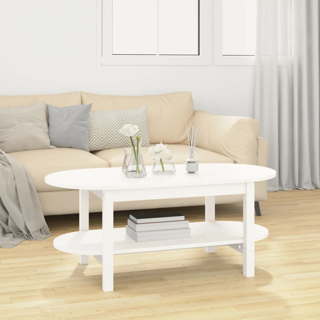 Mesa de centro 110x55x45 cm madeira de pinho maciça branco