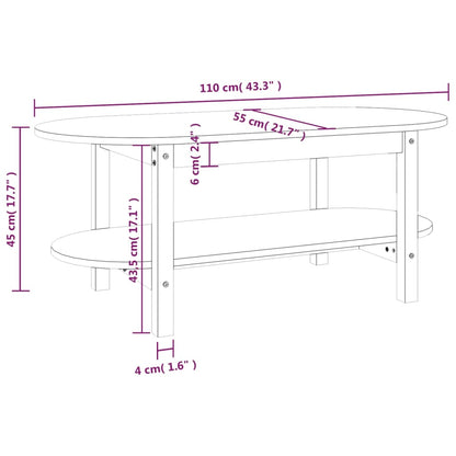 Mesa de centro 110x55x45 cm madeira de pinho maciça cinzento