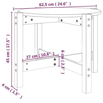 Mesa de centro Ø 62,5x45 cm madeira de pinho maciça branco