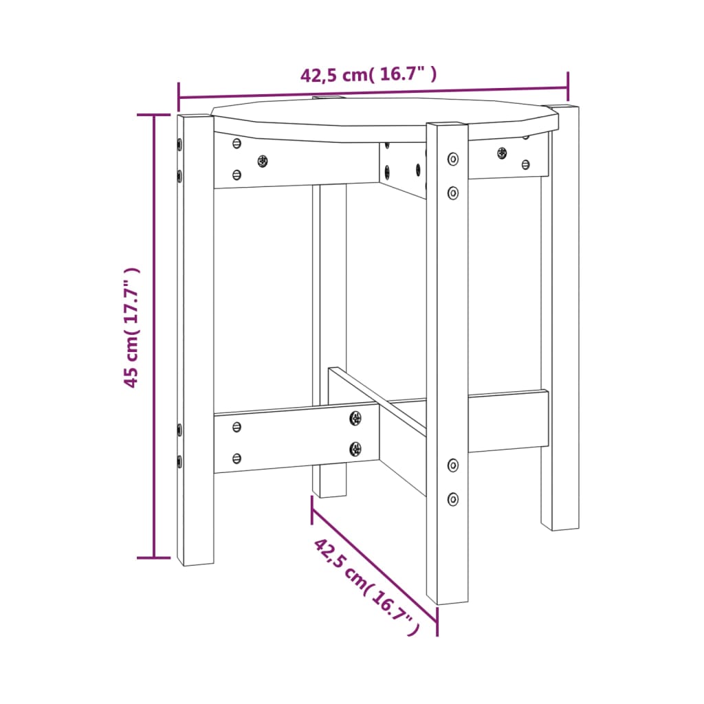 Mesa de centro Ø 42,5x45 cm madeira de pinho maciça branco