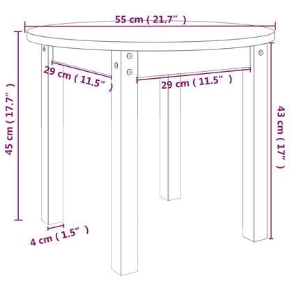 Mesa de centro Ø 55x45 cm madeira de pinho maciça branco