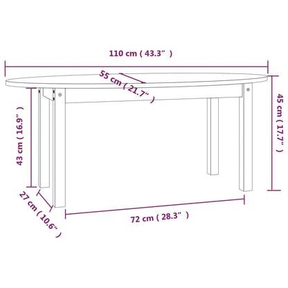 Mesa de centro 110x55x45 cm madeira de pinho maciça cinzento