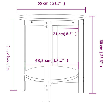 Mesa de centro Ø 55x60 cm madeira de pinho maciça branco