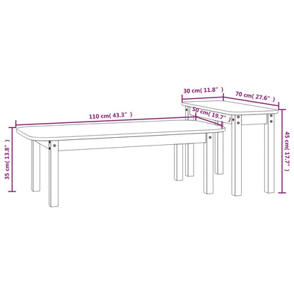 2 pcs conjunto de mesas de centro pinho maciço branco