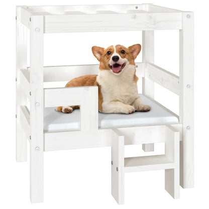 Cama para cães 55,5x53,5x60 cm madeira de pinho maciça branco