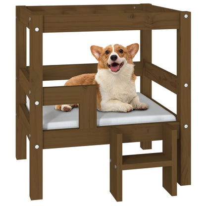 Cama para cães 55,5x53,5x60 cm pinho maciço castanho mel