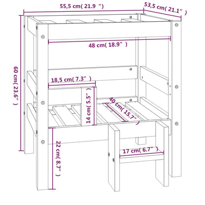 vidaXL Cama para cães 55,5x53,5x60 cm madeira de pinho maciça preto