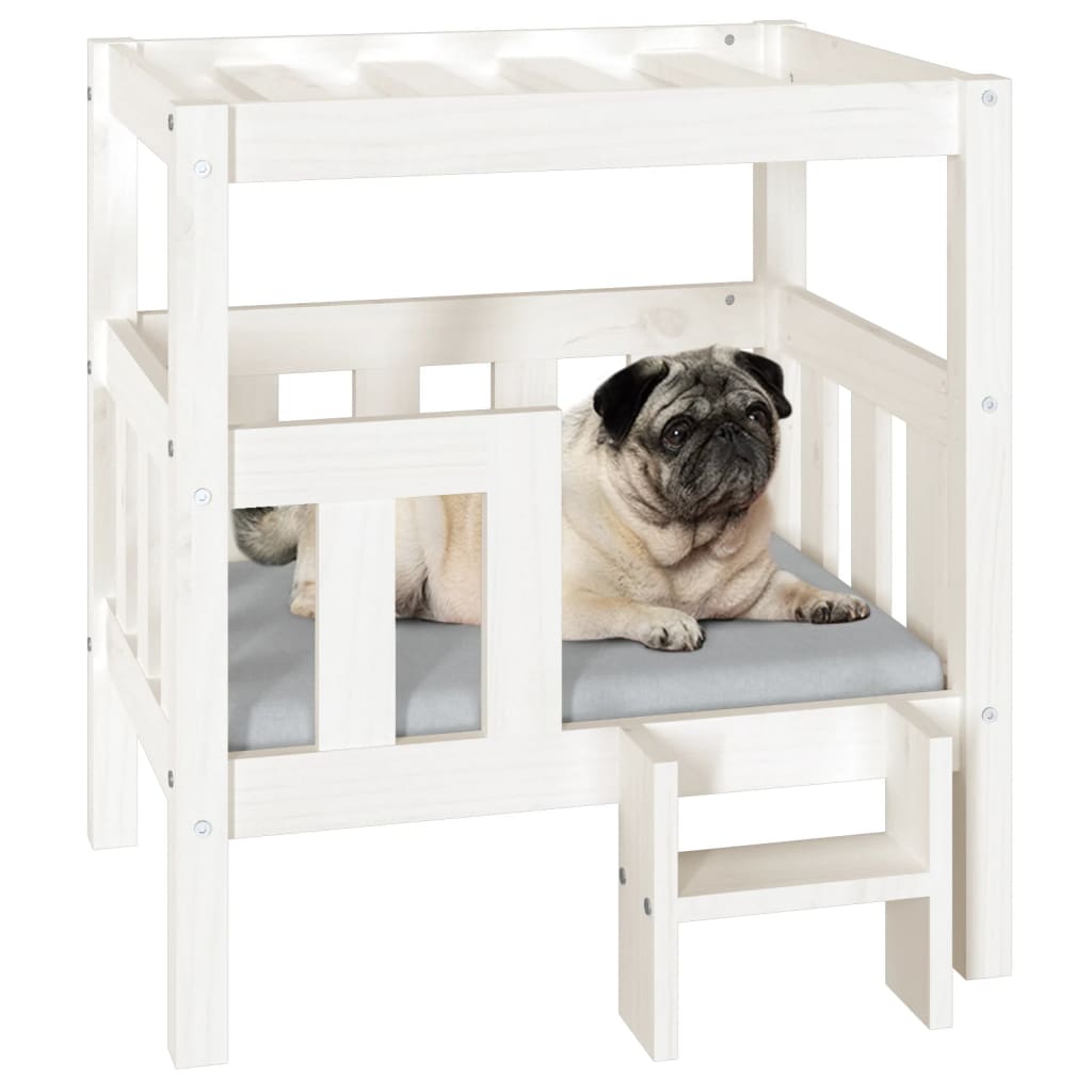 vidaXL Cama para cães 65,5x43x70 cm madeira de pinho maciça branco