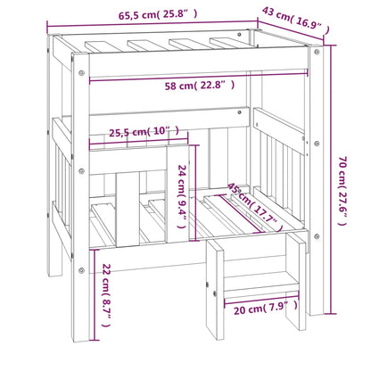 vidaXL Cama para cães 65,5x43x70 cm madeira de pinho maciça branco