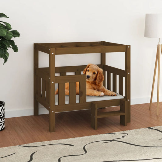 Cama para cães 75,5x63,5x70 cm pinho maciço castanho mel