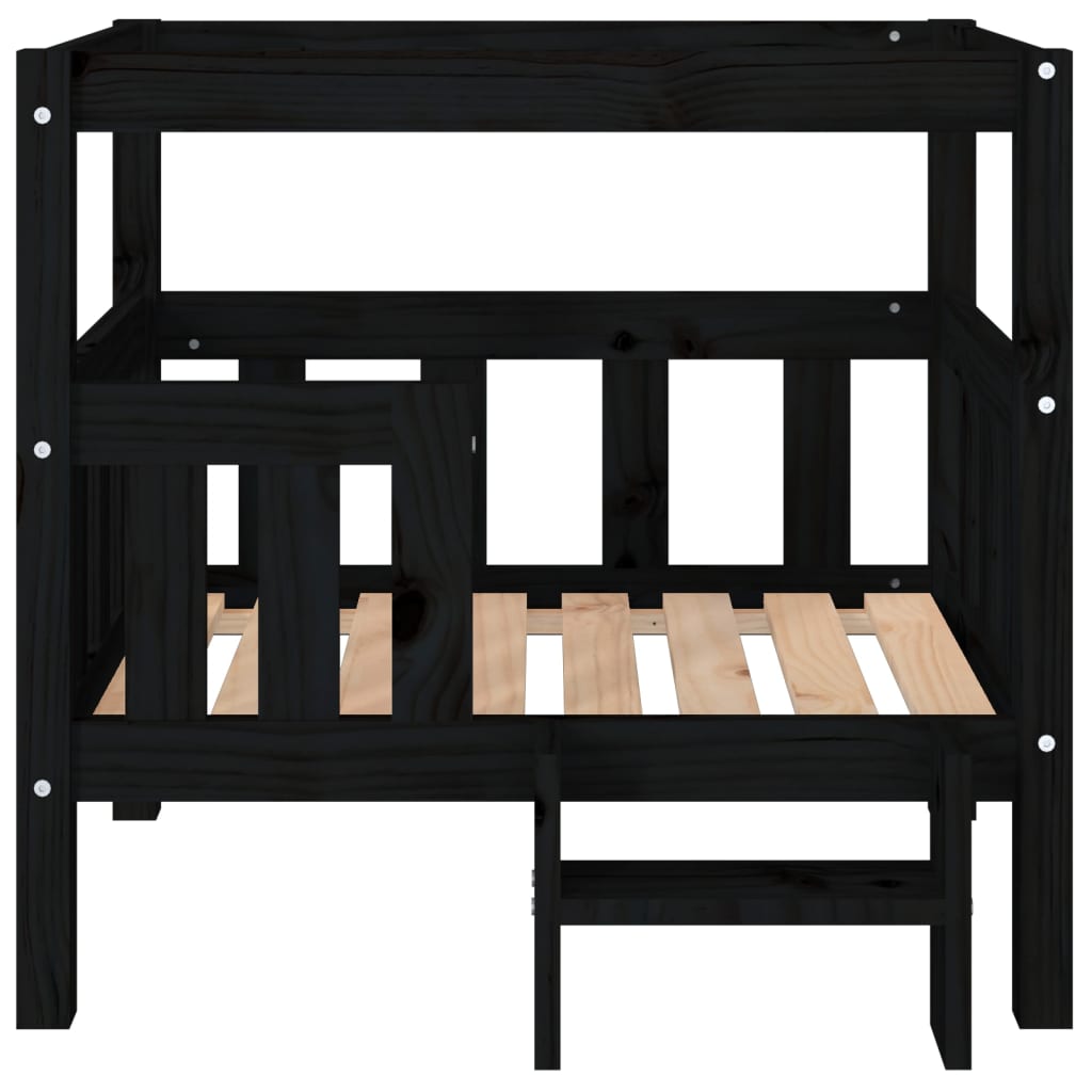 vidaXL Cama para cães 75,5x63,5x70 cm madeira de pinho maciça preto