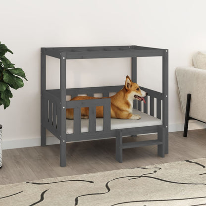 Cama para cães 95,5x73,5x90 cm madeira de pinho maciça cinza