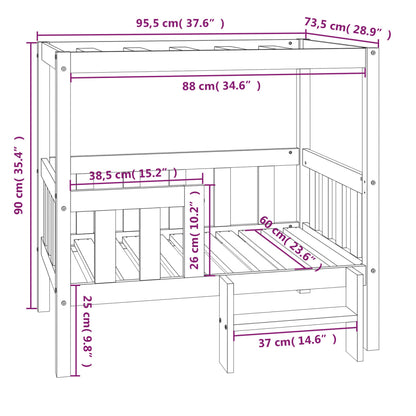 vidaXL Cama para cães 95,5x73,5x90 cm pinho maciço castanho mel