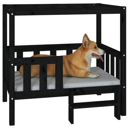 Cama para cães 95,5x73,5x90 cm madeira de pinho maciça preto