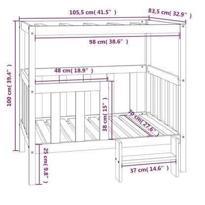 vidaXL Cama para cães 105,5x83,5x100 cm pinho maciço castanho mel