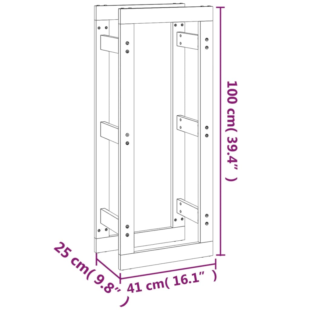 Suporte para lenha 41x25x100 cm pinho maciço branco