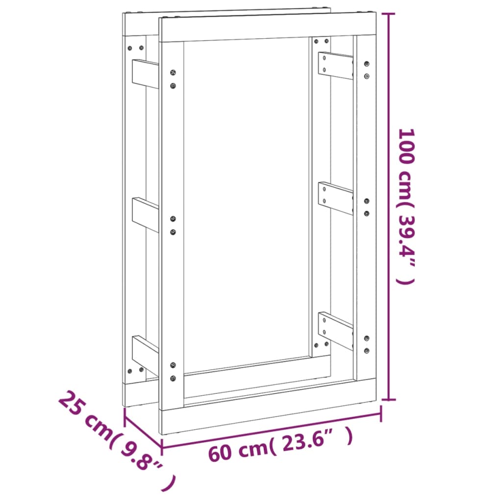 Suporte para lenha 60x25x100 cm pinho maciço