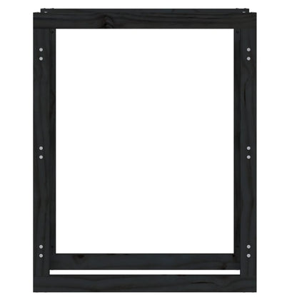 Suporte para lenha 80x25x100 cm pinho maciço preto