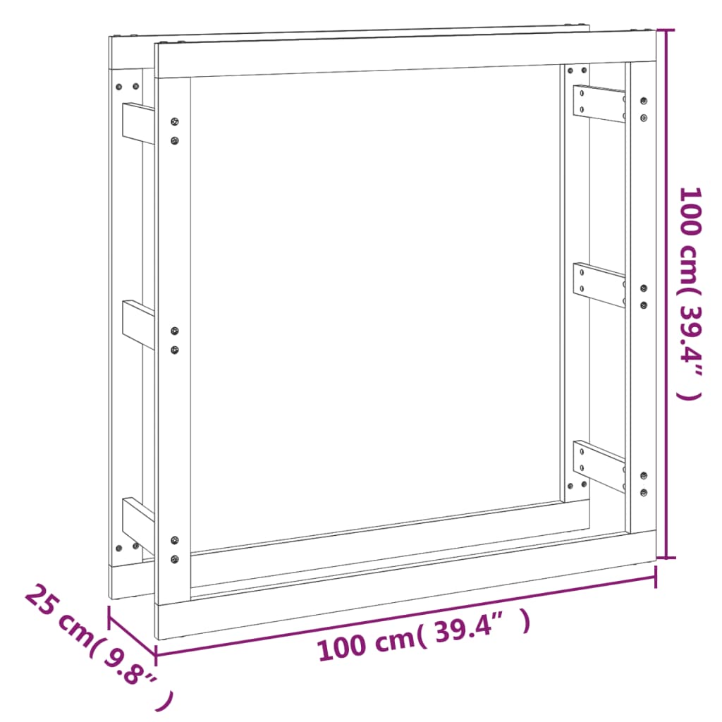 Suporte para lenha 100x25x100 cm pinho maciço