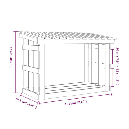 Suporte para lenha 108x64,5x77 cm pinho maciço branco