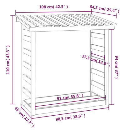 Suporte para lenha 108x64,5x110 cm pinho maciço branco