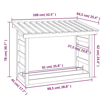 Suporte para lenha 108x64,5x78 cm pinho maciço branco