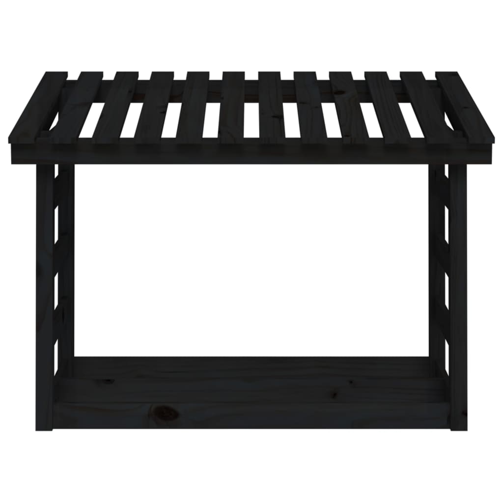 Suporte para lenha 108x64,5x78 cm pinho maciço preto