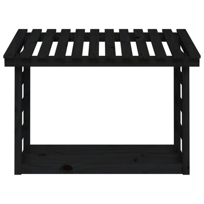 Suporte para lenha 108x64,5x78 cm pinho maciço preto