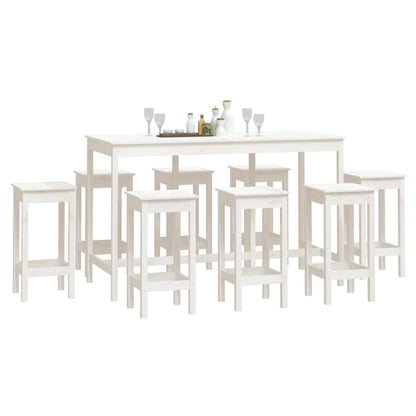 9 pcs conjunto de bar pinho maciço branco