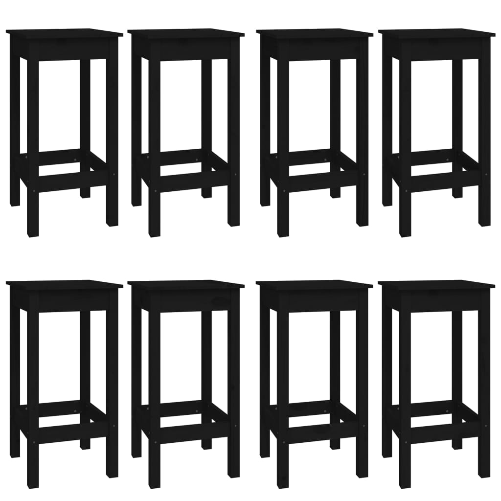 9 pcs conjunto de bar pinho maciço preto