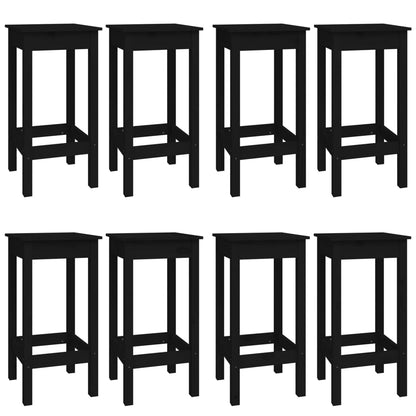 9 pcs conjunto de bar pinho maciço preto