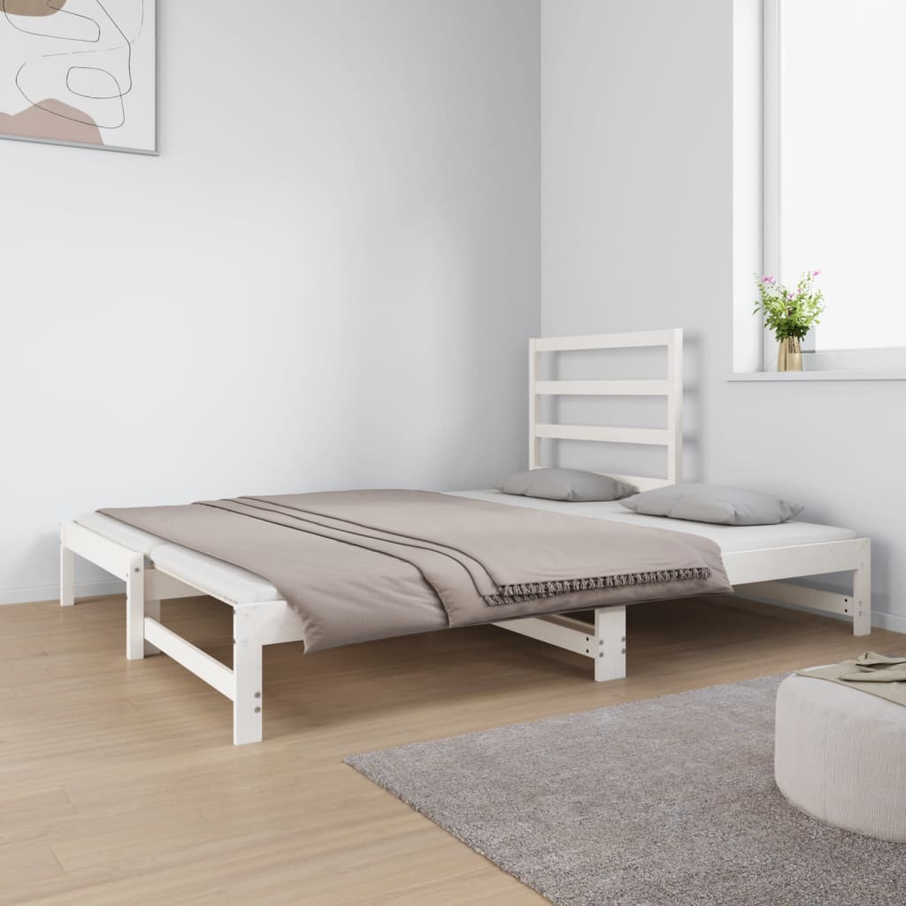 Estrutura sofá-cama de puxar 2x(90x190) cm pinho maciço branco