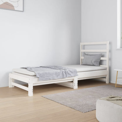 Estrutura sofá-cama de puxar 2x(90x190) cm pinho maciço branco