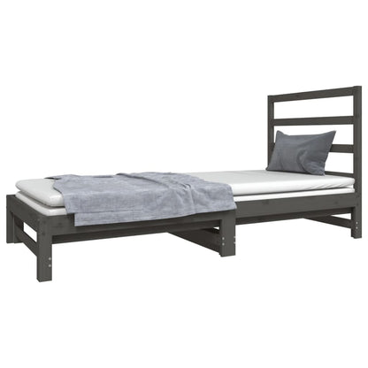 Estrutura sofá-cama de puxar 2x(90x190) cm pinho maciço cinza