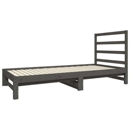 Estrutura sofá-cama de puxar 2x(90x190) cm pinho maciço cinza