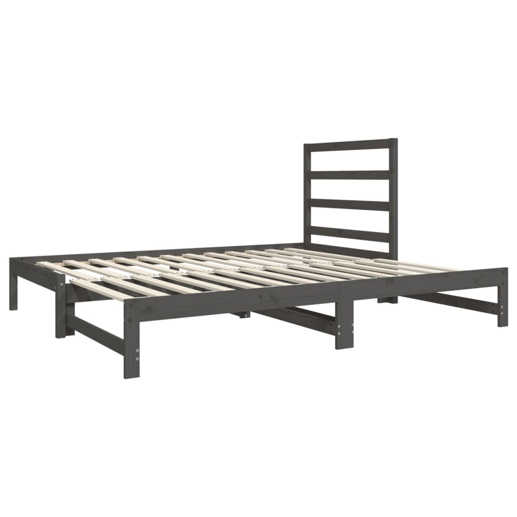 Estrutura sofá-cama de puxar 2x(90x190) cm pinho maciço cinza